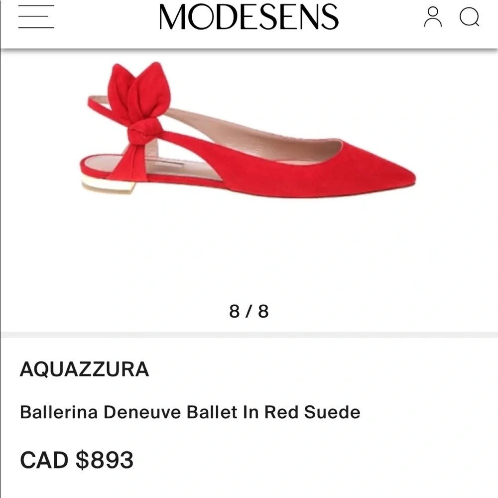 BNIB Aquazzura Red Suede Ballet Ballerina Slingback Flats - Picture 15 of 15